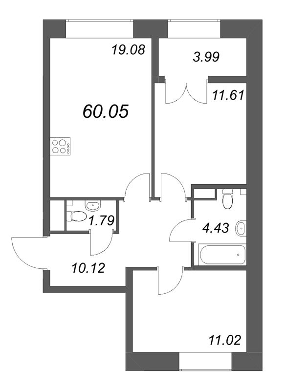 3 ккв (Евро) 60,1 м²