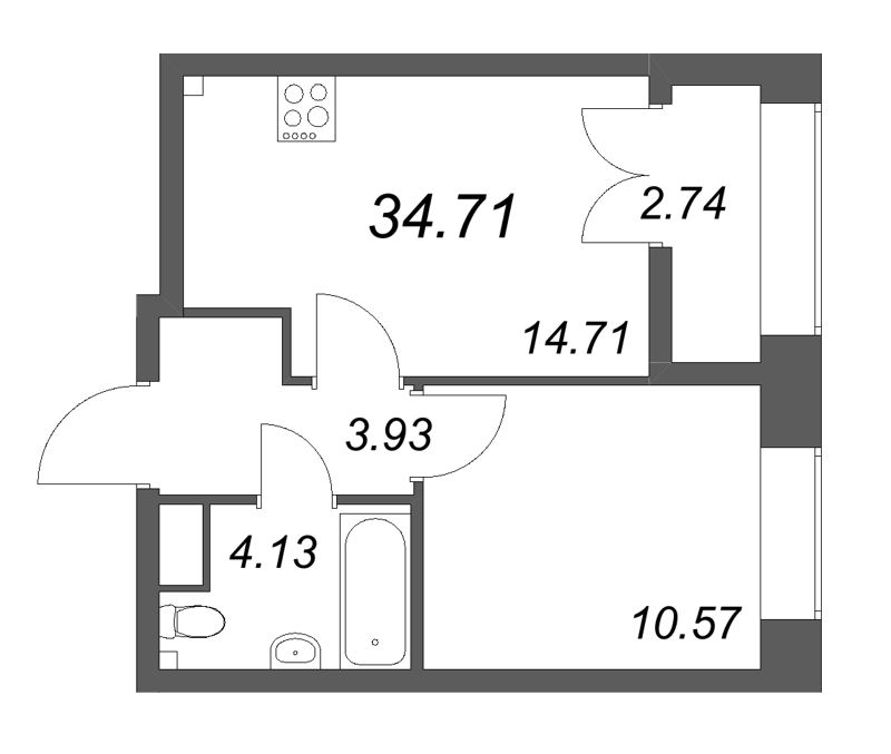 1 ккв 34,7 м²