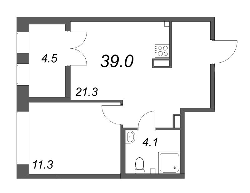 2 ккв (Евро) 38,7 м²