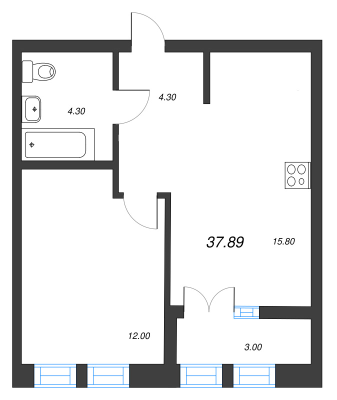 2 ккв (Евро) 37,9 м²