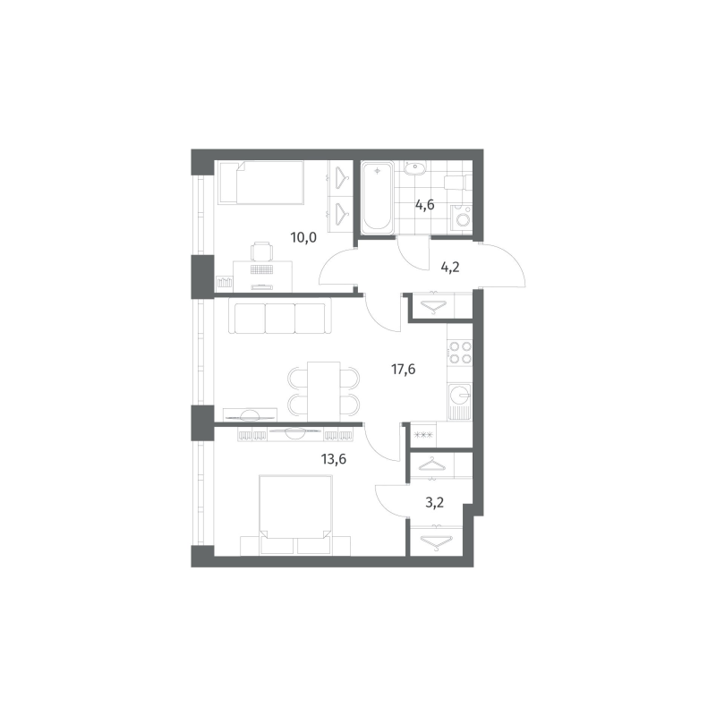 3 ккв (Евро) 53,2 м²