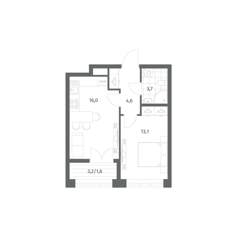 2 ккв (Евро) 39 м²