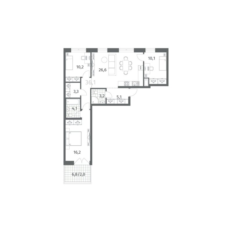 4 ккв (Евро) 85,8 м²