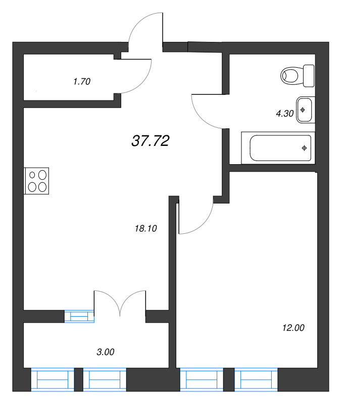 2 ккв (Евро) 37,7 м²