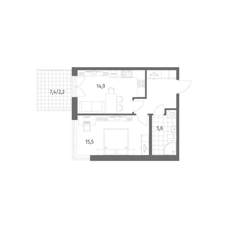 1 ккв 46 м²