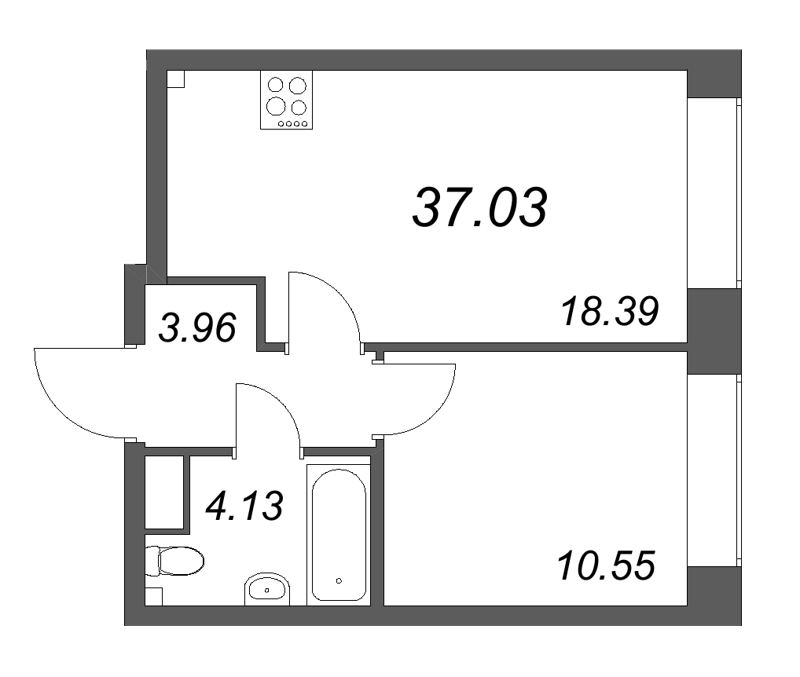 2 ккв (Евро) 37 м²