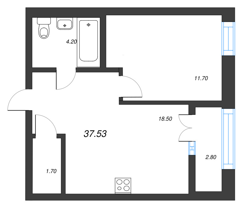 2 ккв (Евро) 37,5 м²