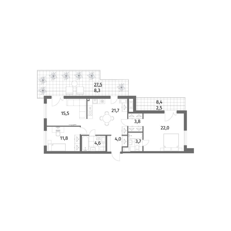 4 ккв (Евро) 97,9 м²