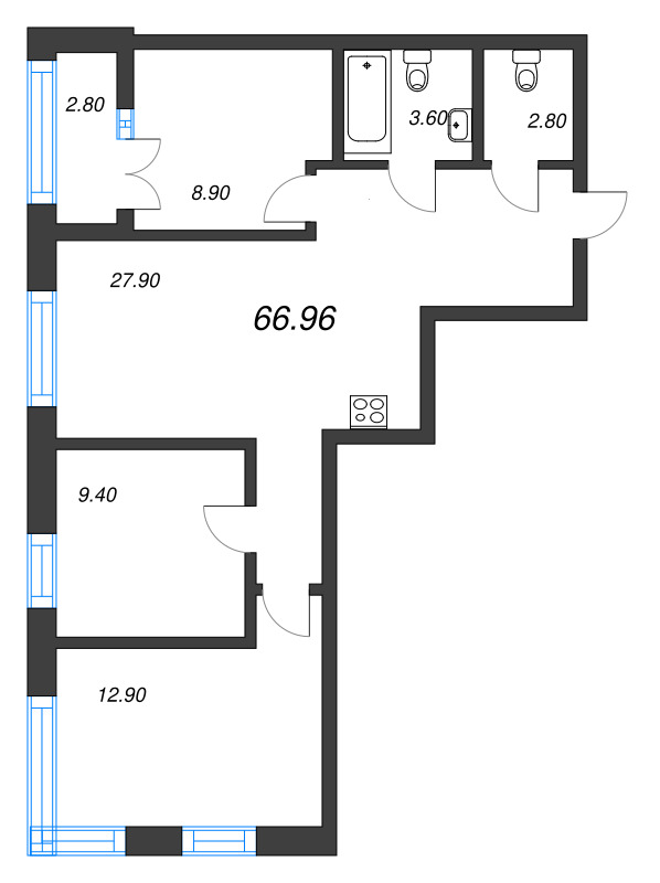 4 ккв (Евро) 67 м²