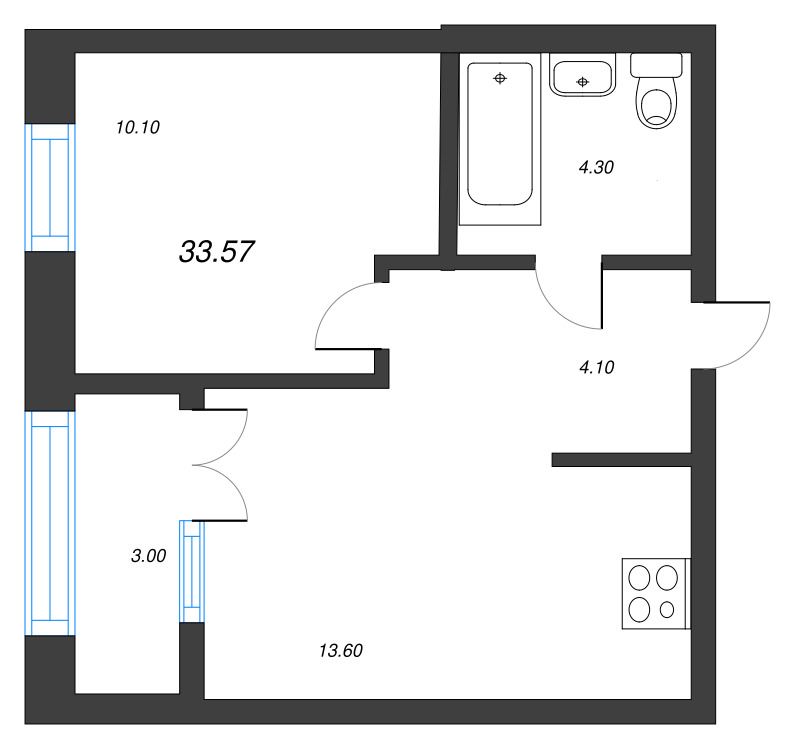 1 ккв 33,6 м²