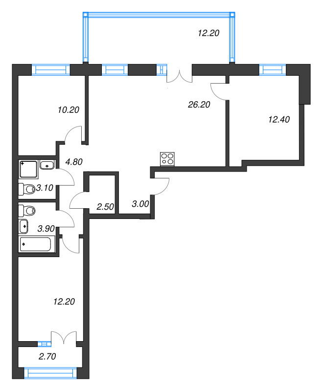4 ккв (Евро) 83,4 м²