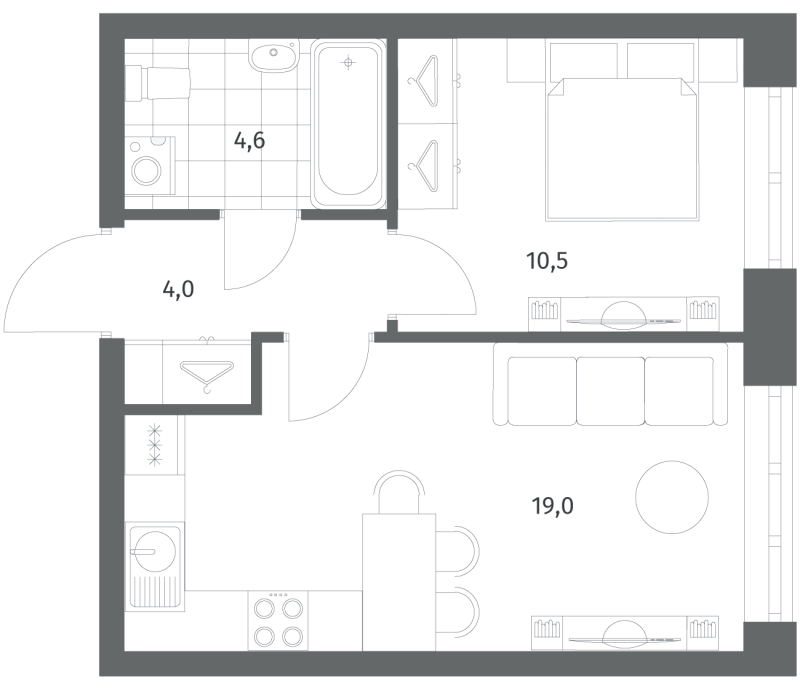 2 ккв (Евро) 38,2 м²