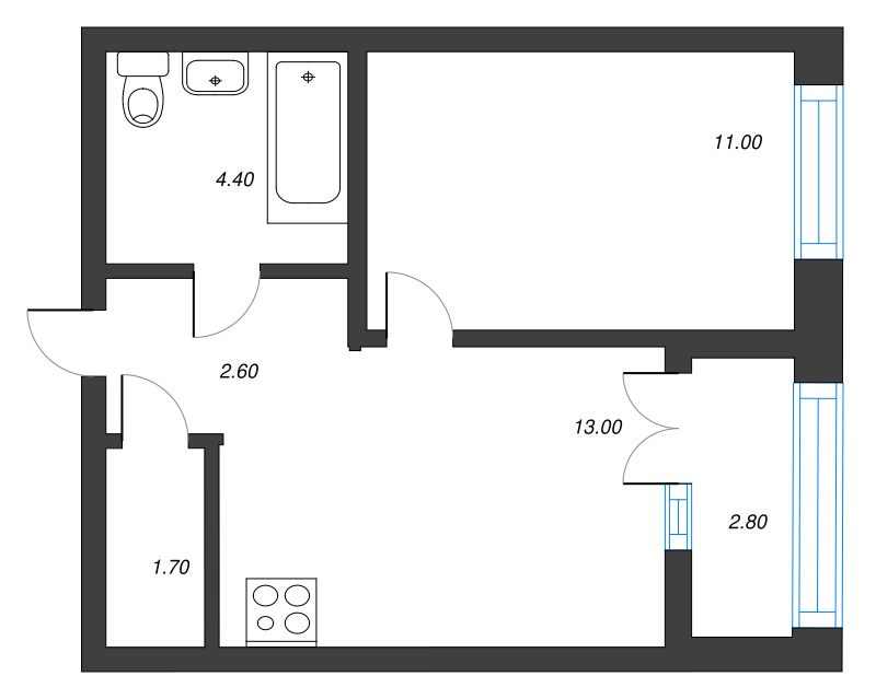 1 ккв 34,2 м²