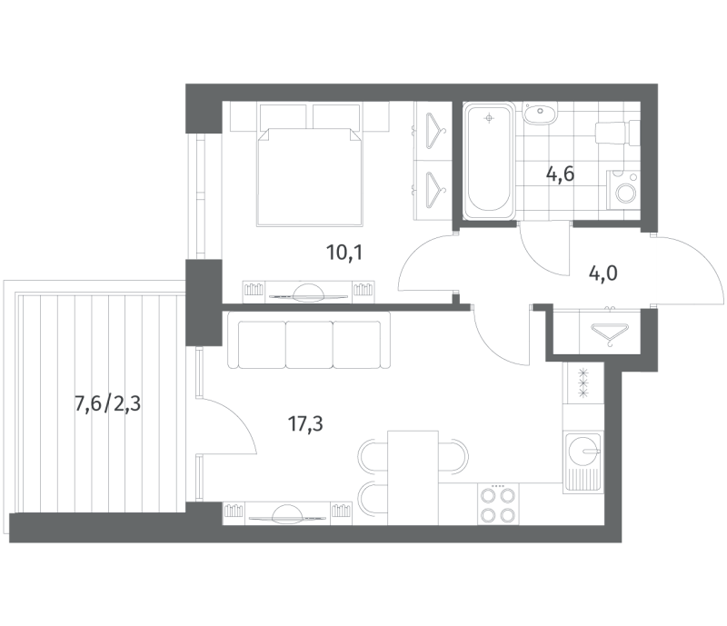 2 ккв (Евро) 38,3 м²