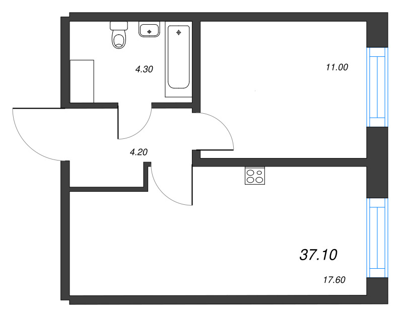 2 ккв (Евро) 37,1 м²