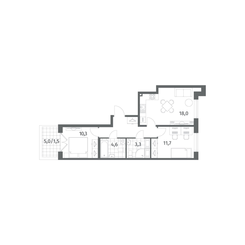3 ккв (Евро) 57,3 м²