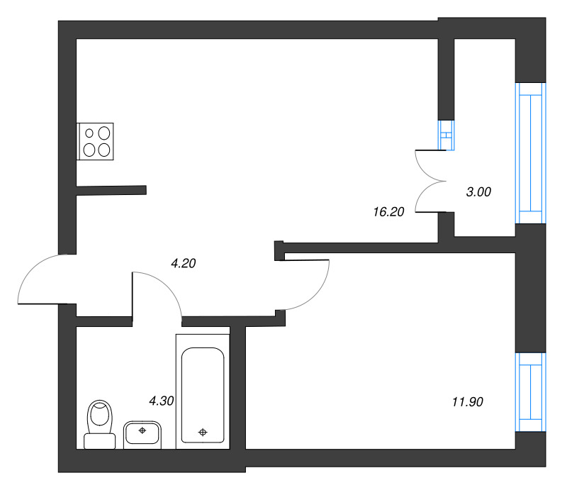 2 ккв (Евро) 38,2 м²