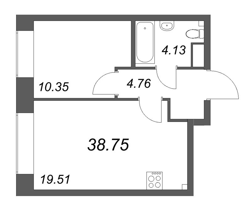 2 ккв (Евро) 38,8 м²