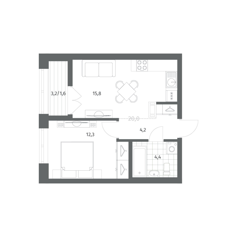 2 ккв (Евро) 38,3 м²
