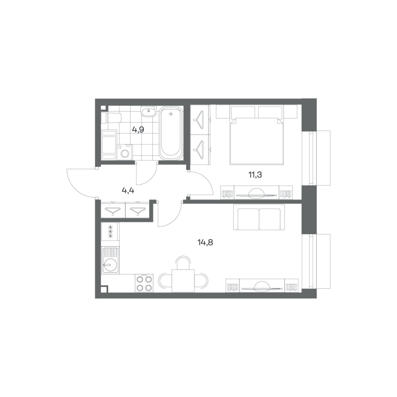 1 ккв 35,4 м²