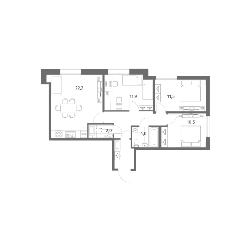 4 ккв (Евро) 73,2 м²