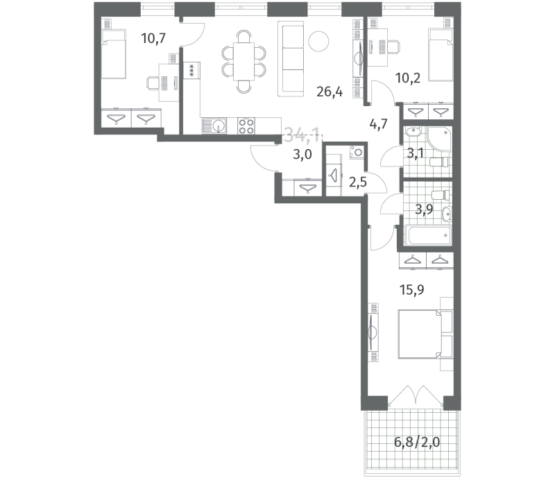 4 ккв (Евро) 82,4 м²