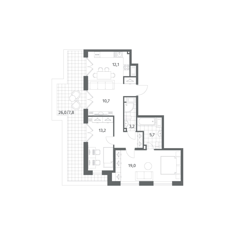 3 ккв (Евро) 79,7 м²