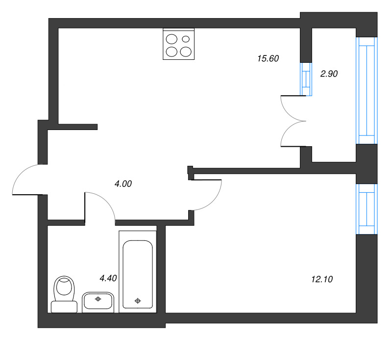 2 ккв (Евро) 37,6 м²