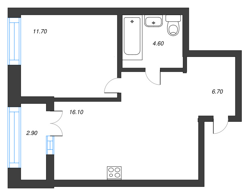 2 ккв (Евро) 40,5 м²