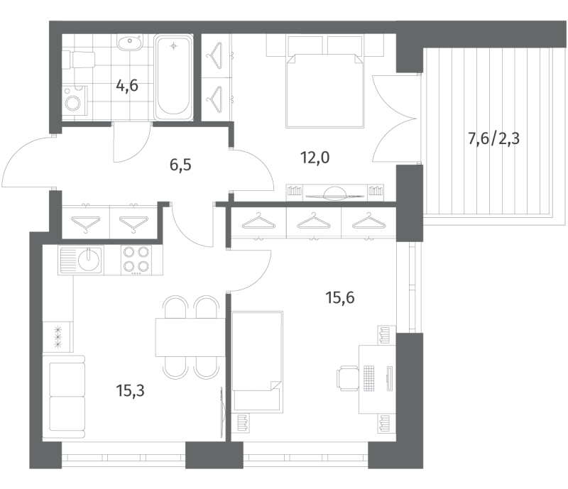 3 ккв (Евро) 56,3 м²