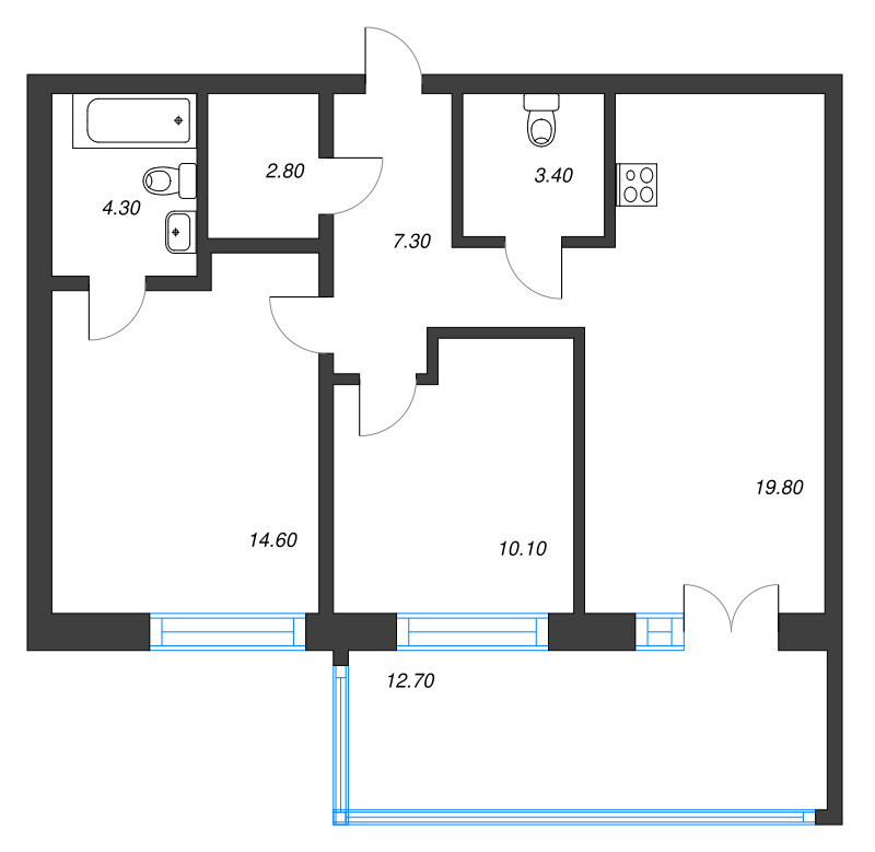 3 ккв (Евро) 66,2 м²