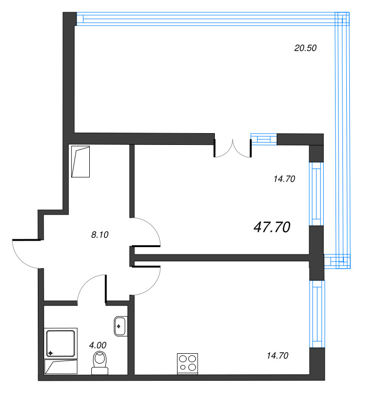 1 ккв 47,7 м²