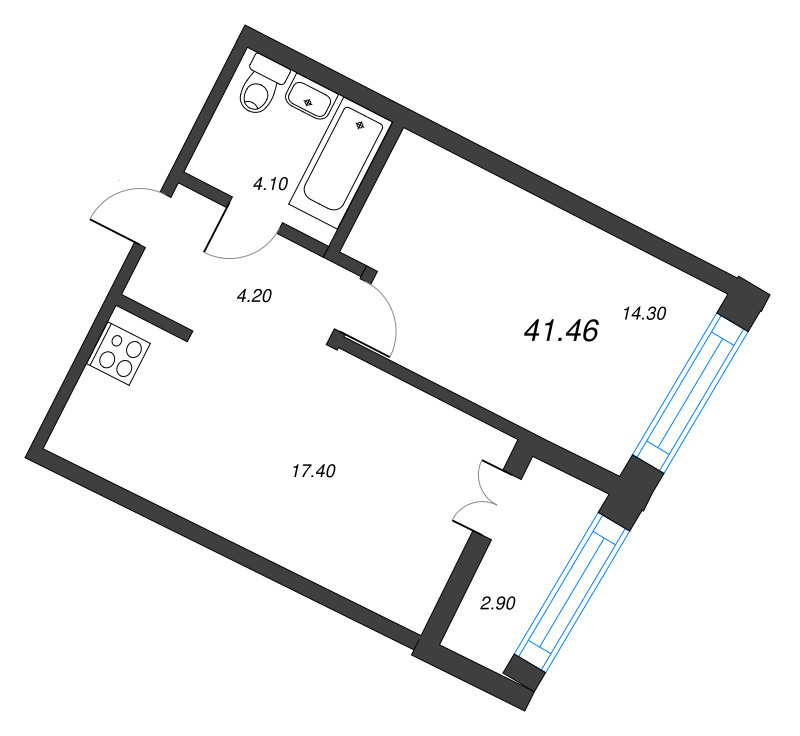 2 ккв (Евро) 41,5 м²