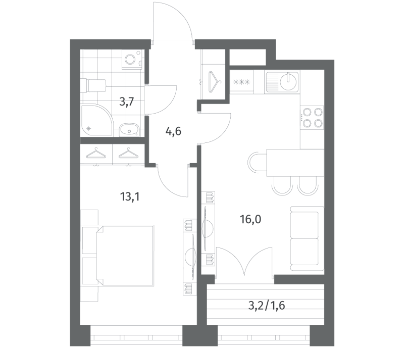 2 ккв (Евро) 39 м²