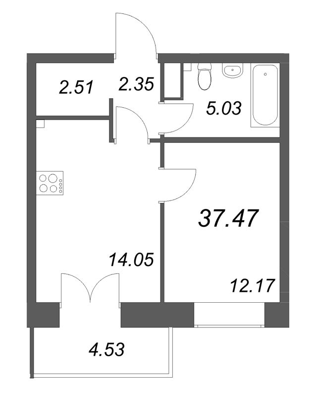 1 ккв 37,5 м²