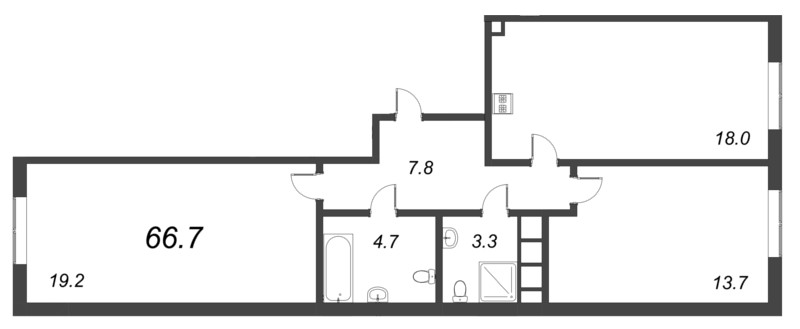 3 ккв (Евро) 66,7 м²