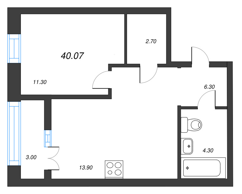 1 ккв 40,1 м²