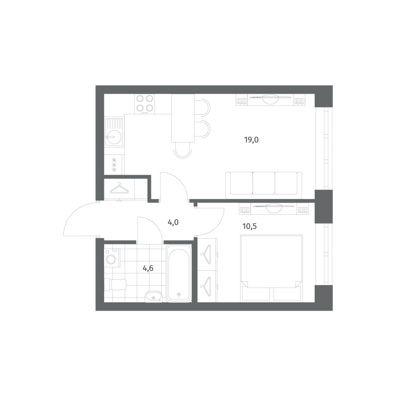 2 ккв (Евро) 38,2 м²