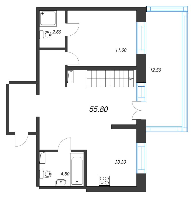 2 ккв (Евро) 75 м²