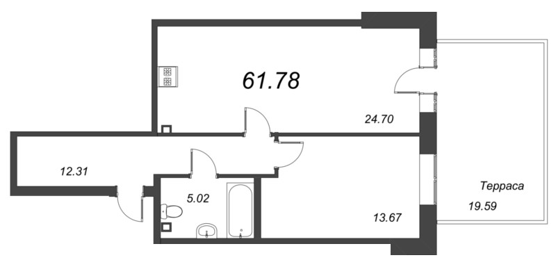 2 ккв (Евро) 61,9 м²