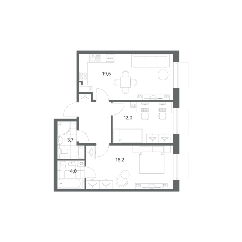 3 ккв (Евро) 64,7 м²
