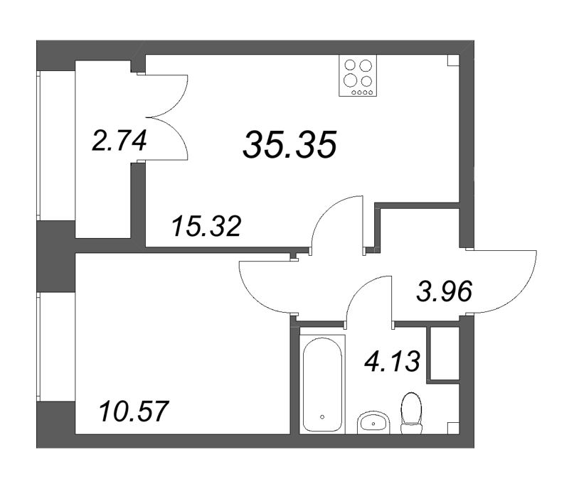 2 ккв (Евро) 35,4 м²