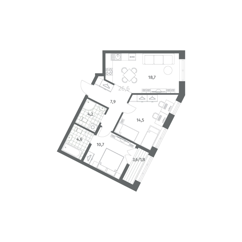 3 ккв (Евро) 62,4 м²