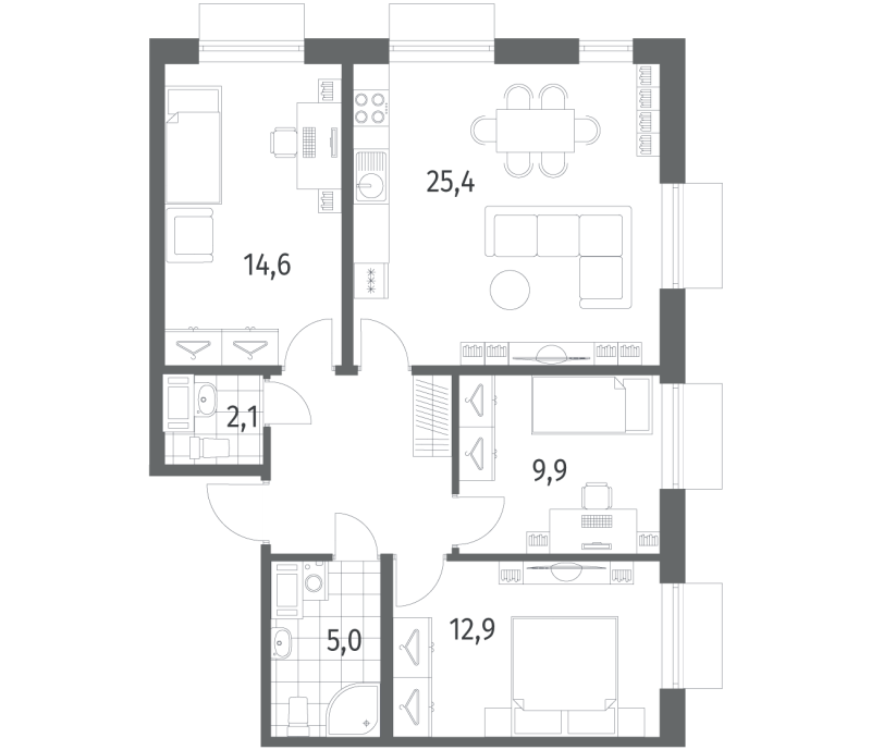 4 ккв (Евро) 79,2 м²