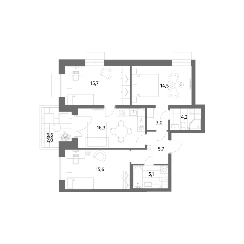 4 ккв (Евро) 82,1 м²