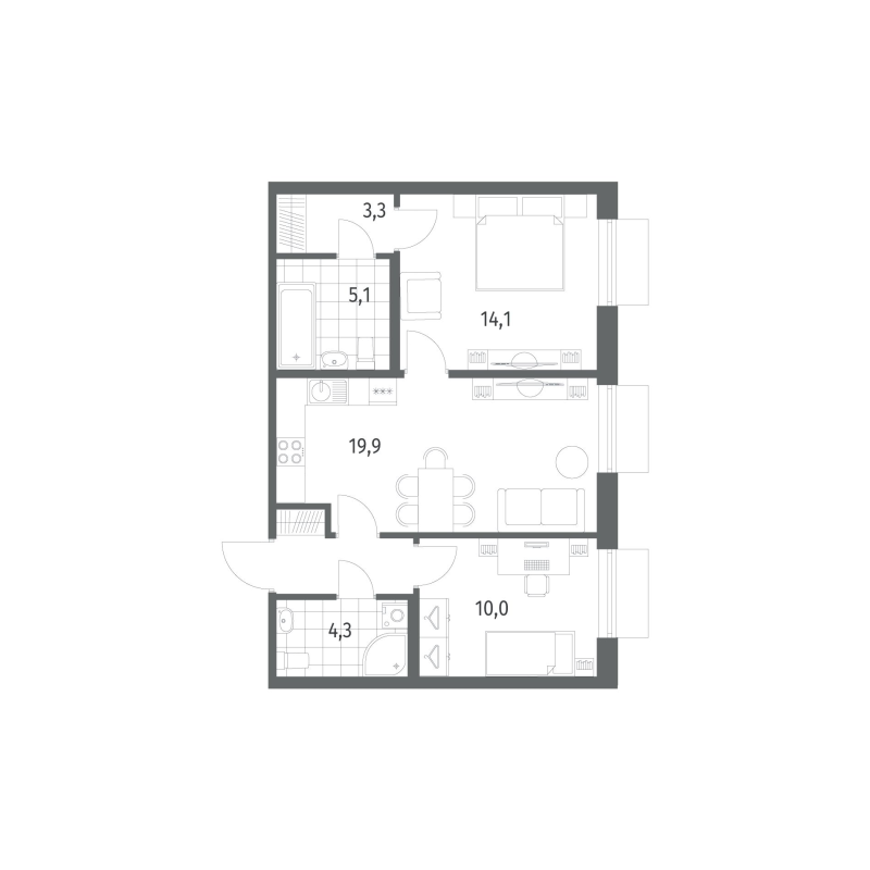 3 ккв (Евро) 60,4 м²