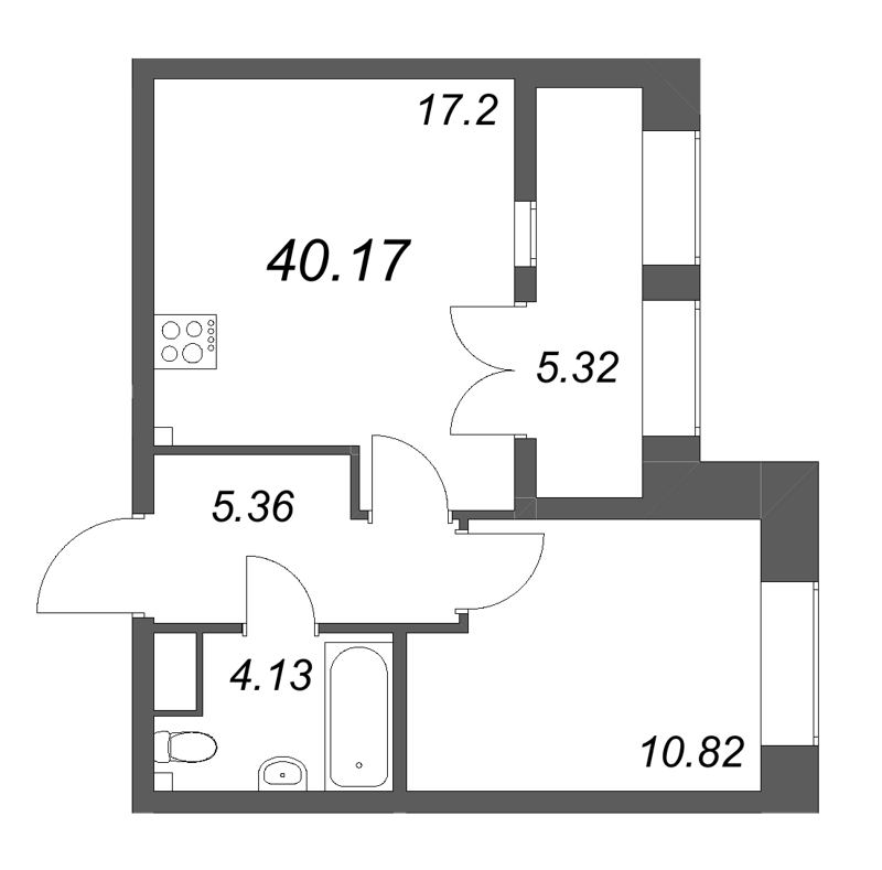 2 ккв (Евро) 40,2 м²