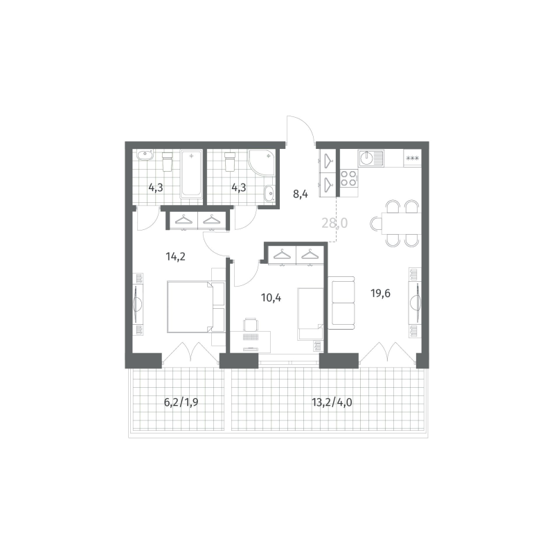 3 ккв (Евро) 67 м²