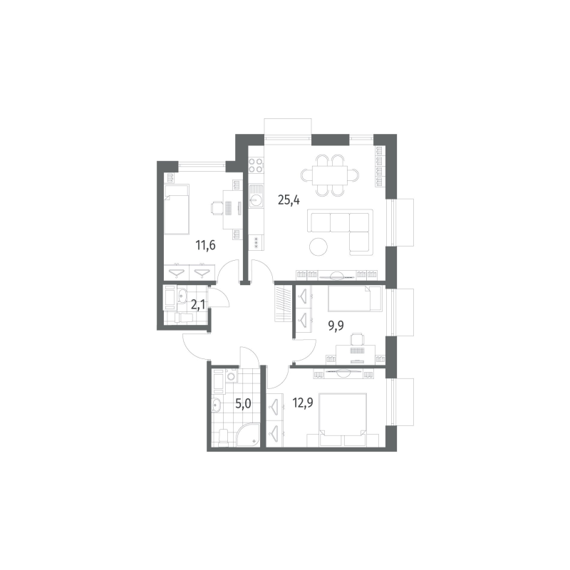 4 ккв (Евро) 76,2 м²