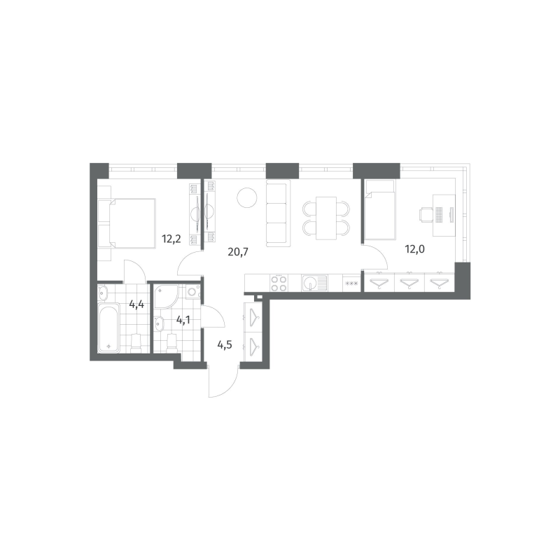 3 ккв (Евро) 57,8 м²